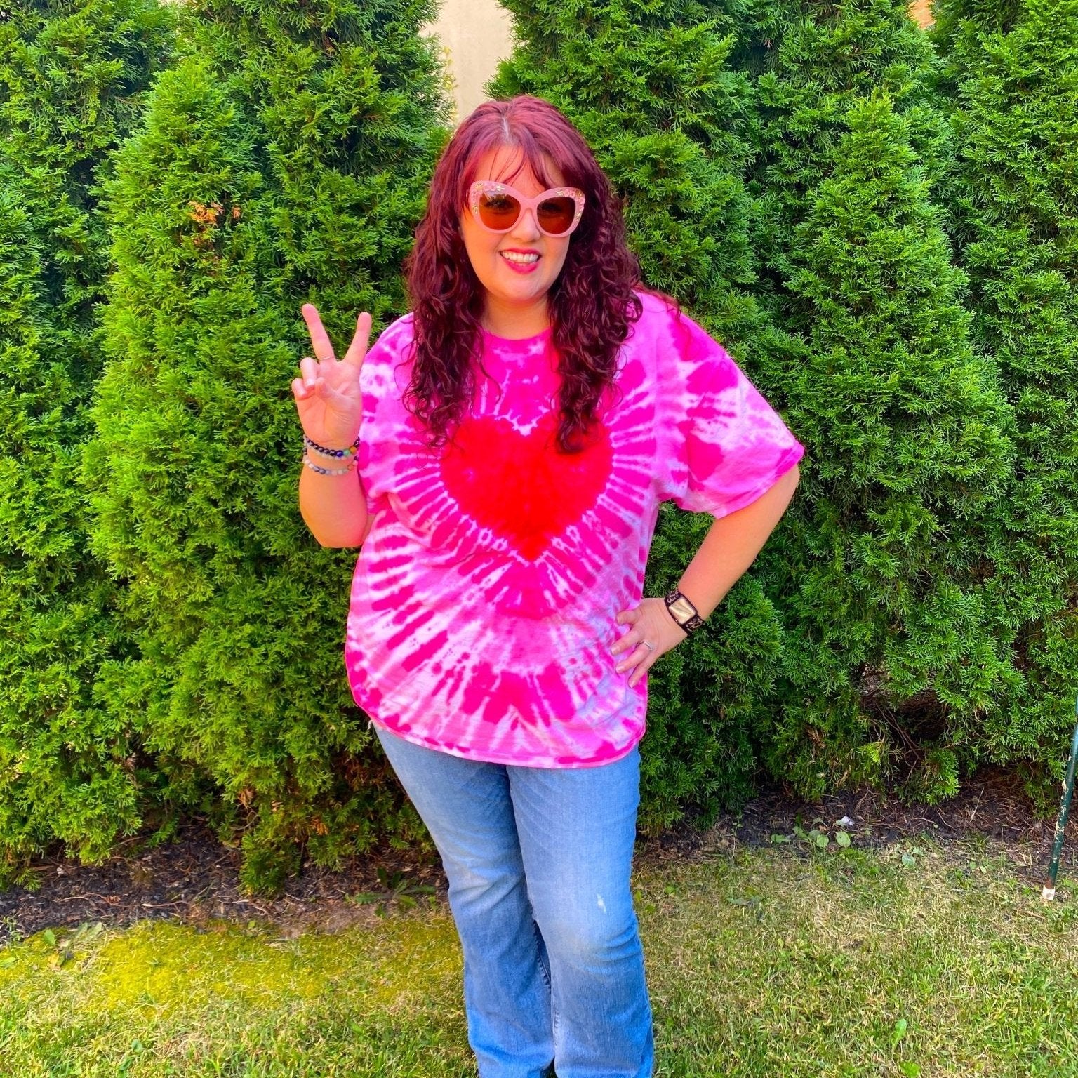 Pink Heart Premium Hand-Dyed Comfort Shirt - Free Spirited